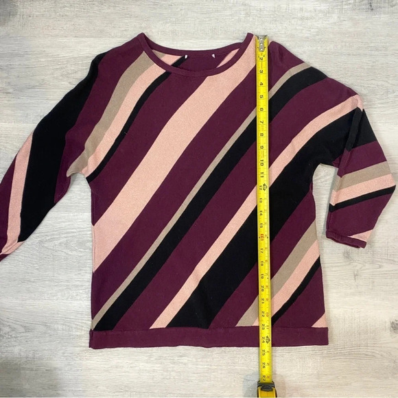 TanJay Wide Striped Metallic Purple 3/4 Sleeve Sweater Size M - Picture 5 of 12
